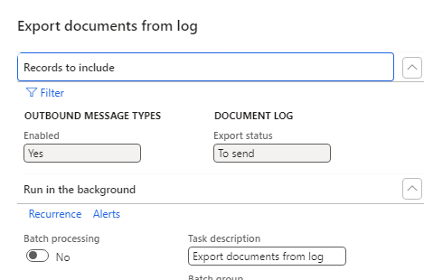 Export document log