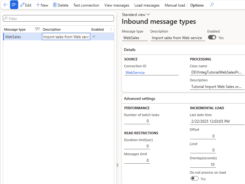 Inbound message types form