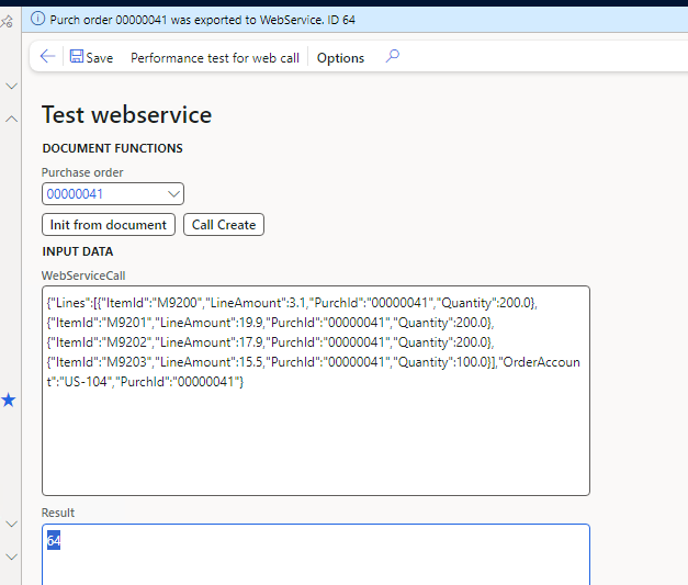 Manual test form for outbound web calls