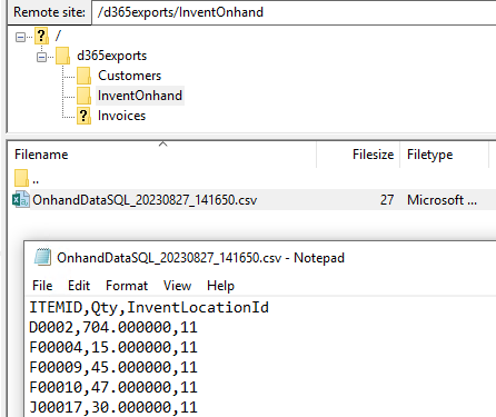 No-code SQL export result on the SFTP server